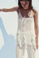 LACE TEXTURE SCALLOPED TOP