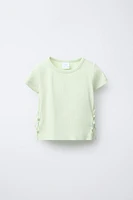 RIBBED CUT OUT BOW T-SHIRT