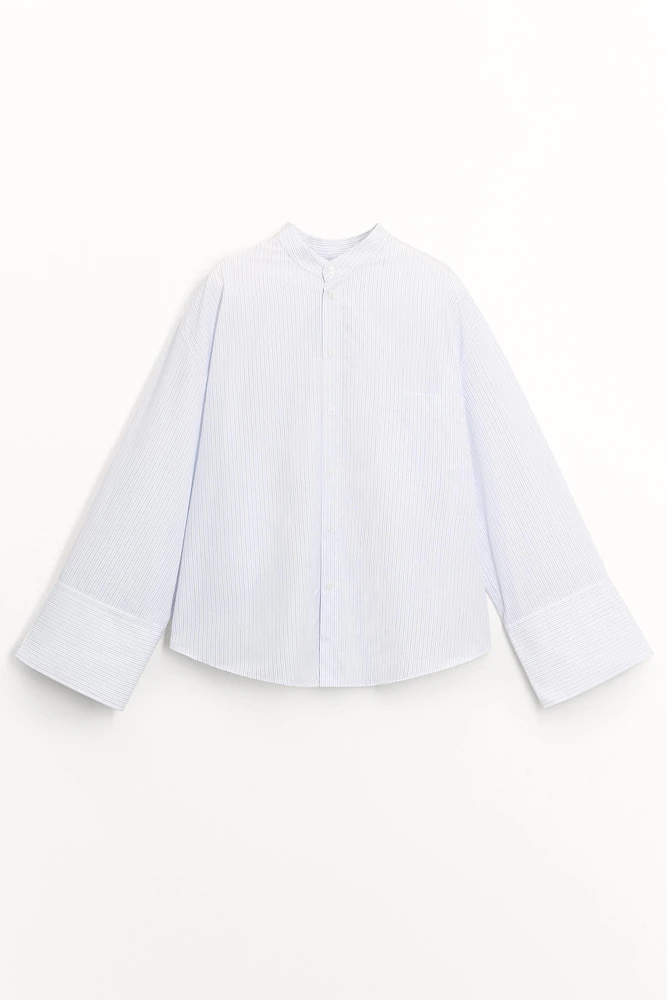 ZW COLLECTION MANDARIN COLLAR STRIPED SHIRT