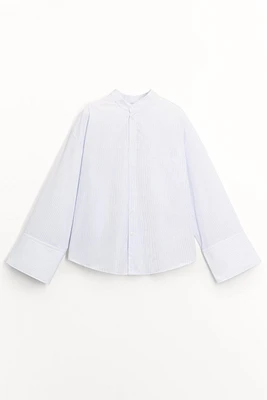 ZW COLLECTION MANDARIN COLLAR STRIPED SHIRT