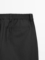 Regular fit striped wool blend trousers