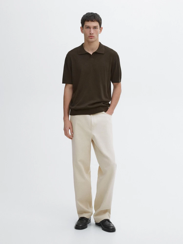 Short sleeve V-neck polo sweater