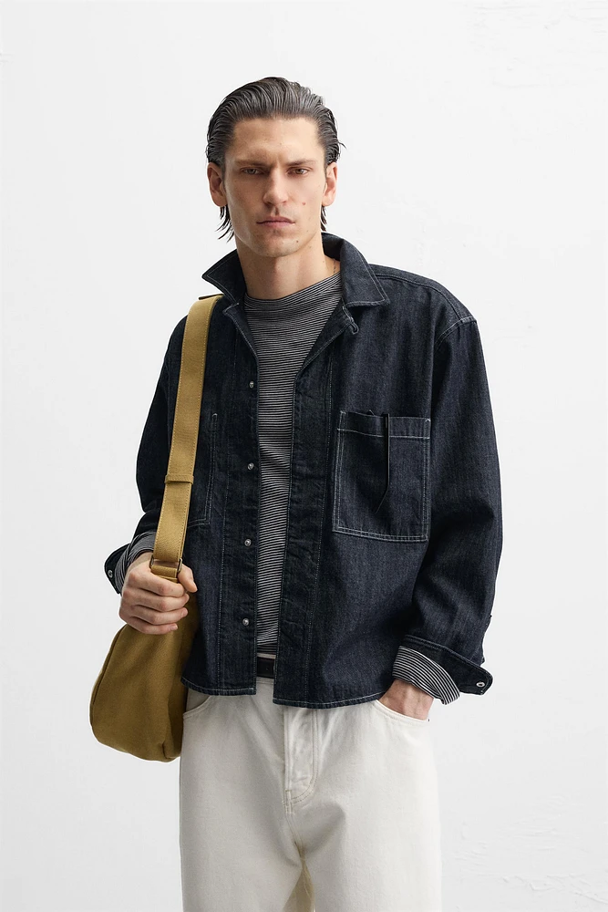 TOPSTITCHED DENIM SHIRT