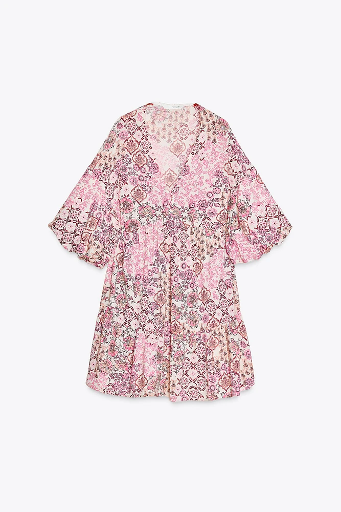 ROBE IMPRIMÉE À MANCHES BOUFFANTES