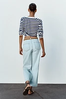 Z1975 BELTED HIGH RISE CROPPED WIDE LEG JEANS
