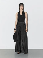 Knit halter bodysuit with V-neck - STUDIO