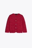 KNIT CARDIGAN WITH ELBOW-LENGTH SLEEVES