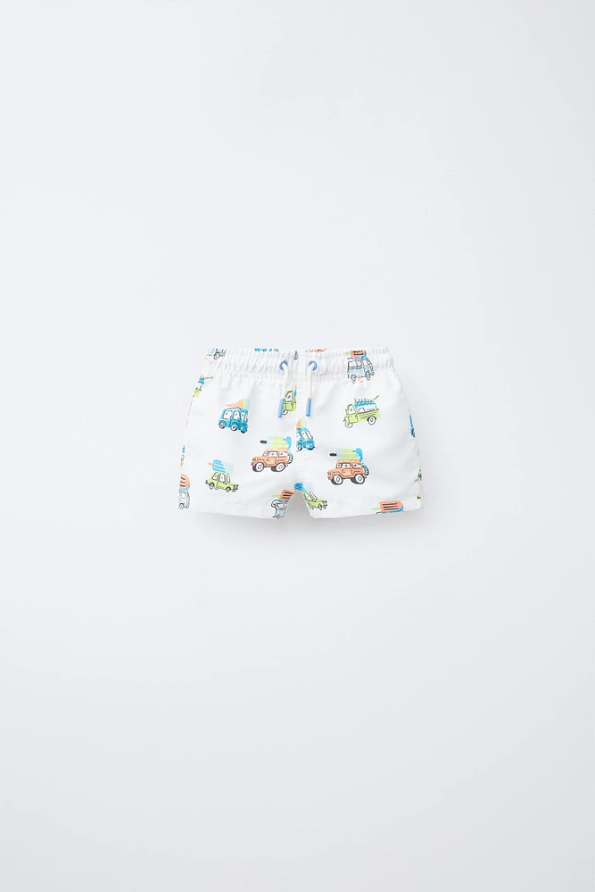 2-6 ANS/ BERMUDA DE BAIN VOITURES ET GLACES