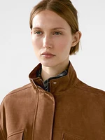 Nubuck suede leather bomber jacket