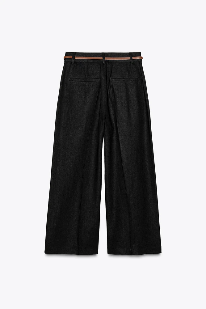 BELTED LINEN CULOTTES