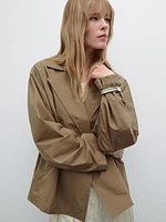 Short cotton blend trench jacket
