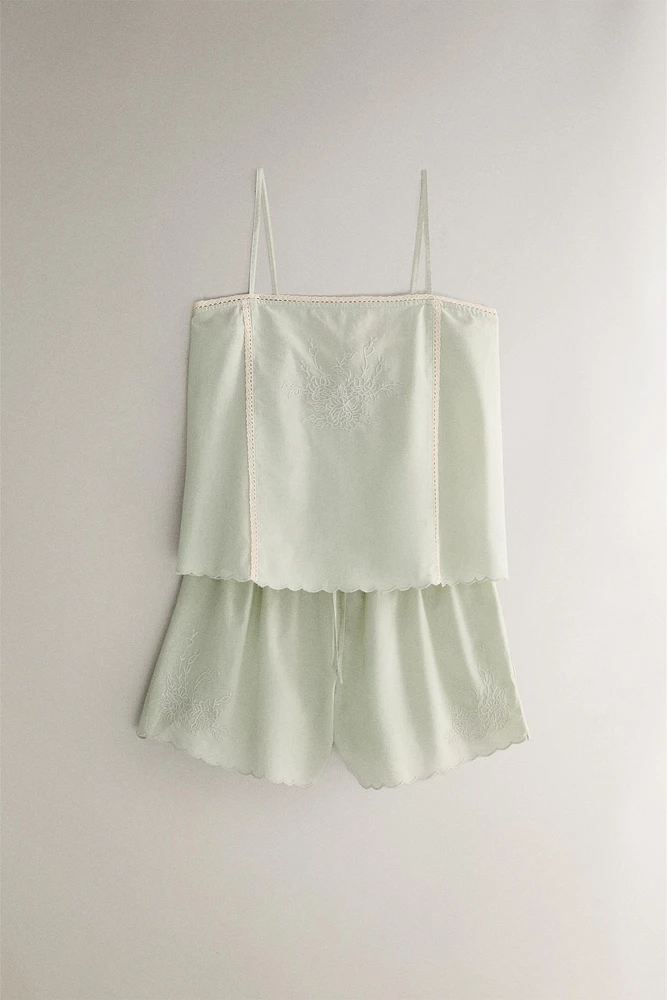 EMBROIDERED COTTON SHORTS
