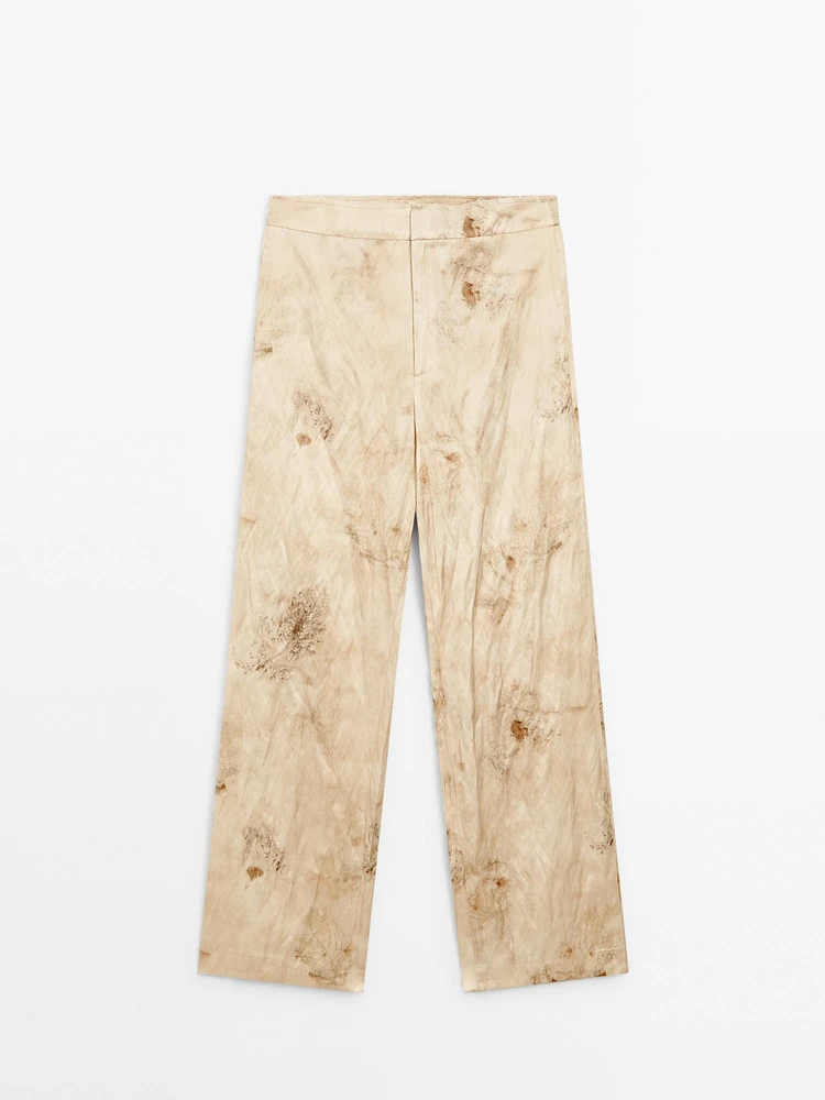Pantalon droit fluide métallisé