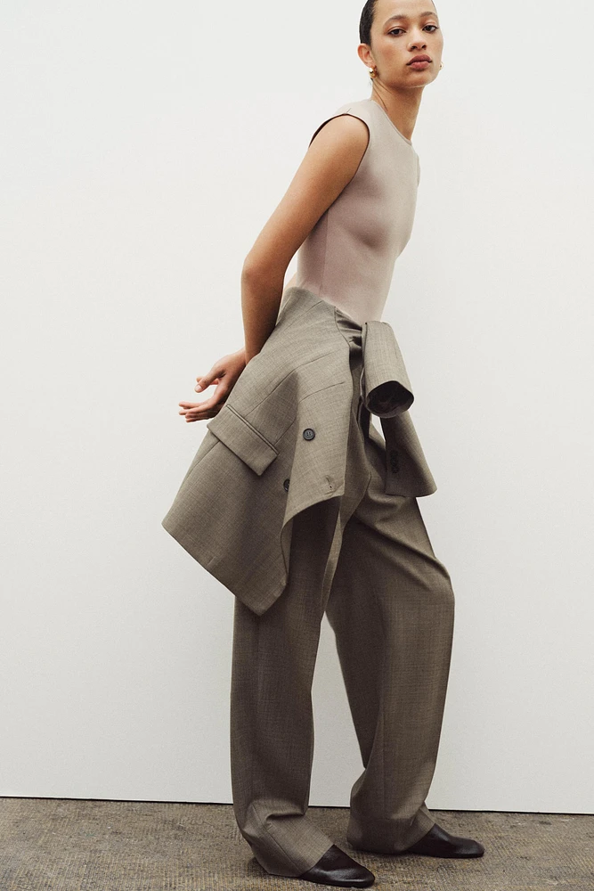WOOL BLEND PLEATED PANTS ZW COLLECTION