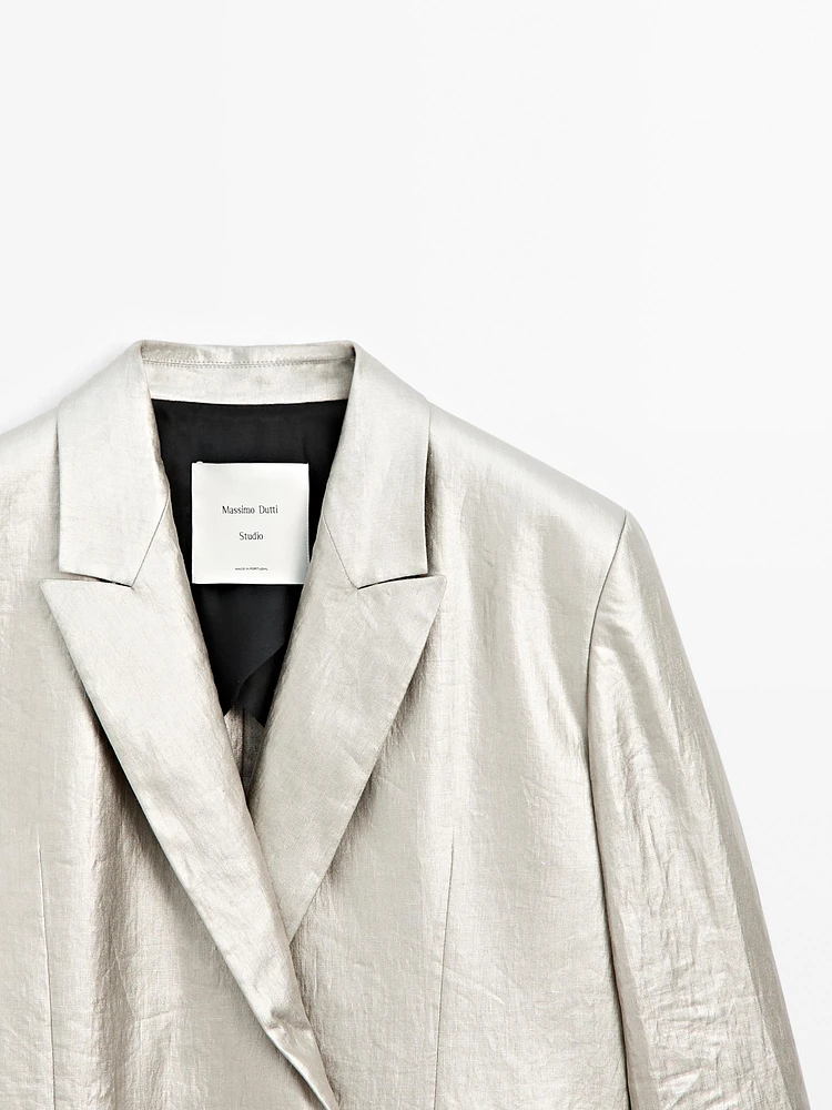 Metallic linen blend blazer - STUDIO