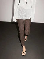 Leggings en cuir finition daim