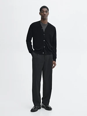 Merino wool V-neck knit cardigan