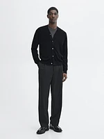 Merino wool V-neck knit cardigan