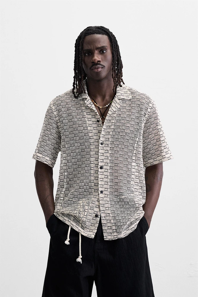 OPEN-WEAVE TEXTURED SHIRT