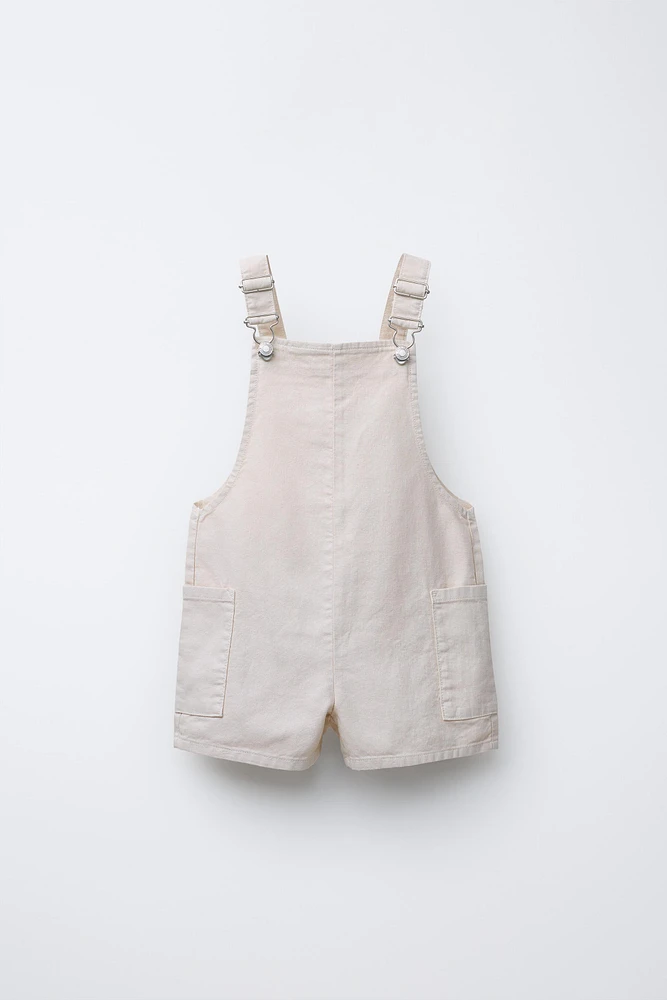 LINEN AND COTTON OVERALL SHORTS