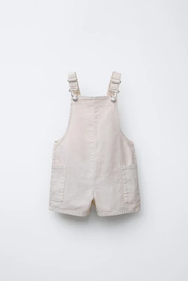 LINEN AND COTTON OVERALL SHORTS
