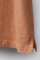 COTTON AND LINEN T-SHIRT WITH TEXT