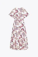 CUT OUT PRINTED POPLIN DRESS