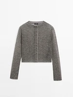 Short wool blend matching cardigan