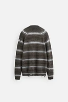 DISTRESSED STRIPED CARDIGAN