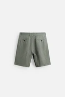 100% LINEN PLEATED SHORTS