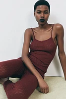 TOP À BRETELLES ET POINTELLE EN TRICOT