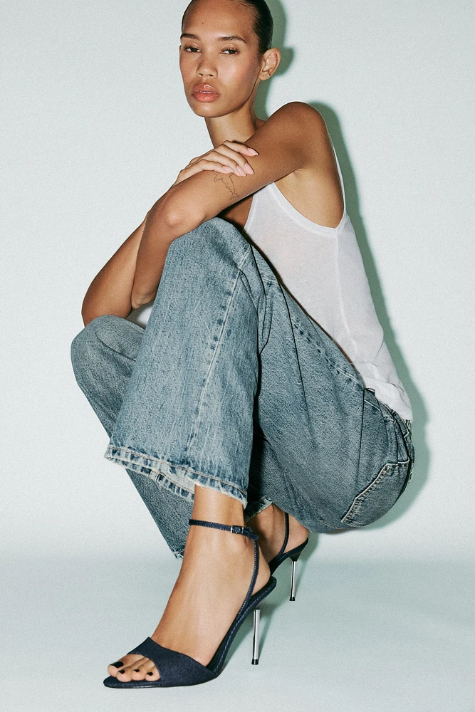 HIGH-HEELED DENIM SANDALS