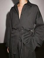 Striped overshirt with buckles