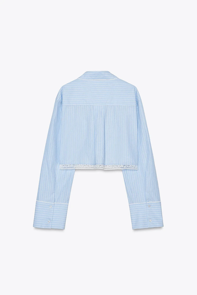 CHEMISE COURTE ET HAUT À RAYURES EN DENTELLE