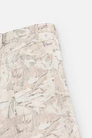 ABSTRACT PRINT DENIM SHORTS