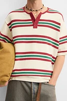 STRIPED TEXTURED KNIT T-SHIRT