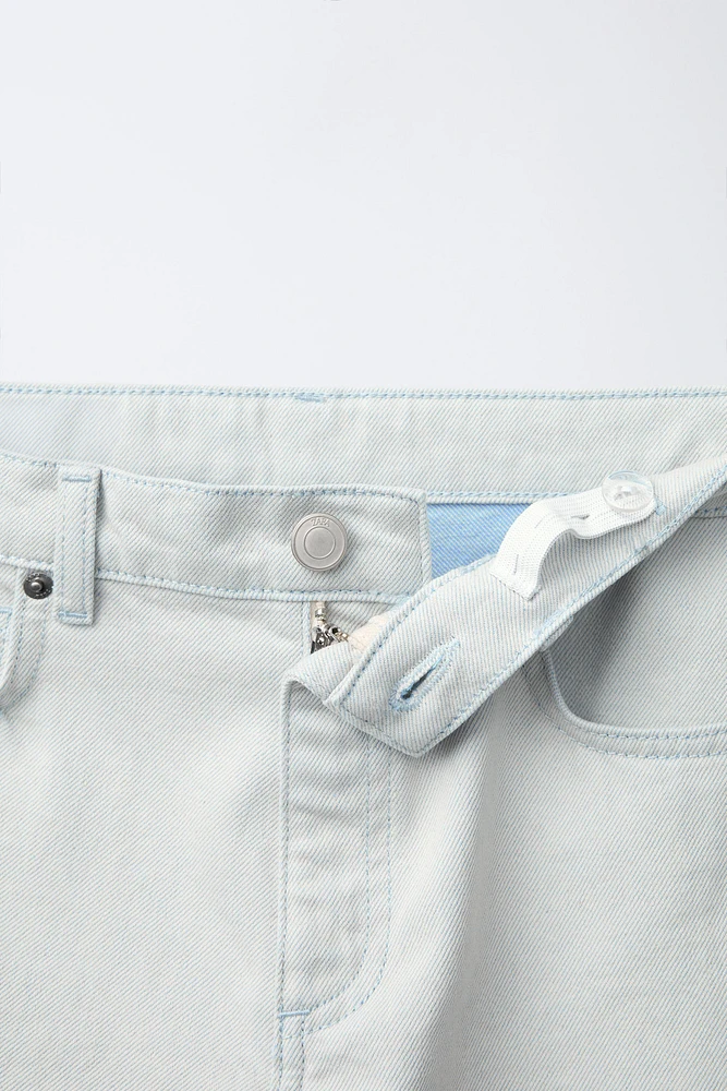 CUFFED WIDE LEG DENIM PANTS