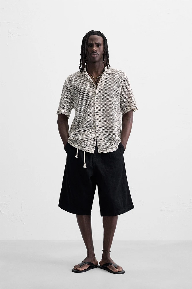 OPEN-WEAVE TEXTURED SHIRT