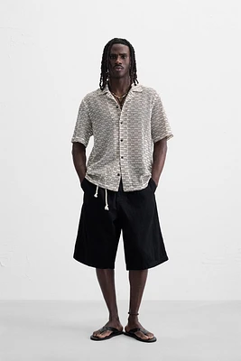 OPEN-WEAVE TEXTURED SHIRT