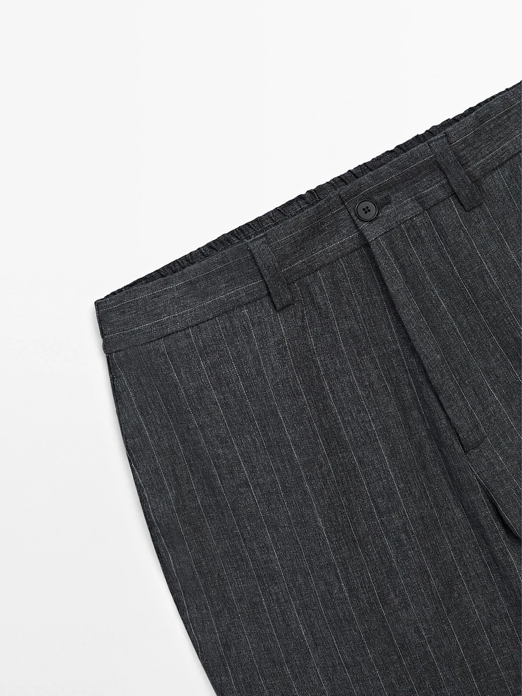 Faded 100% linen striped trousers