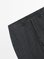 Faded 100% linen striped trousers