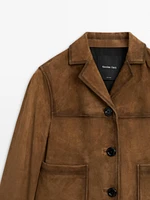 Veste avec poches en cuir effet daim