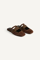 LIMITED EDITION STUDDED SPLIT LEATHER MULES