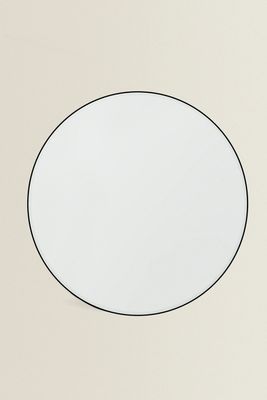 LARGE ROUND MIRROR WITH METAL FRAME