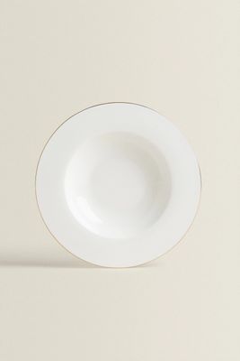 GOLD-RIMMED BONE CHINA SOUP PLATE