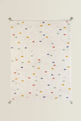 NON-SLIP RUG WITH COLORED POLKA DOTS