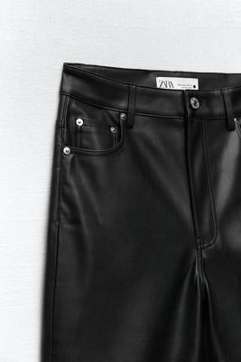 ZW THE MARINE STRAIGHTLEG FAUX LEATHER TROUSERS  Black  ZARA India