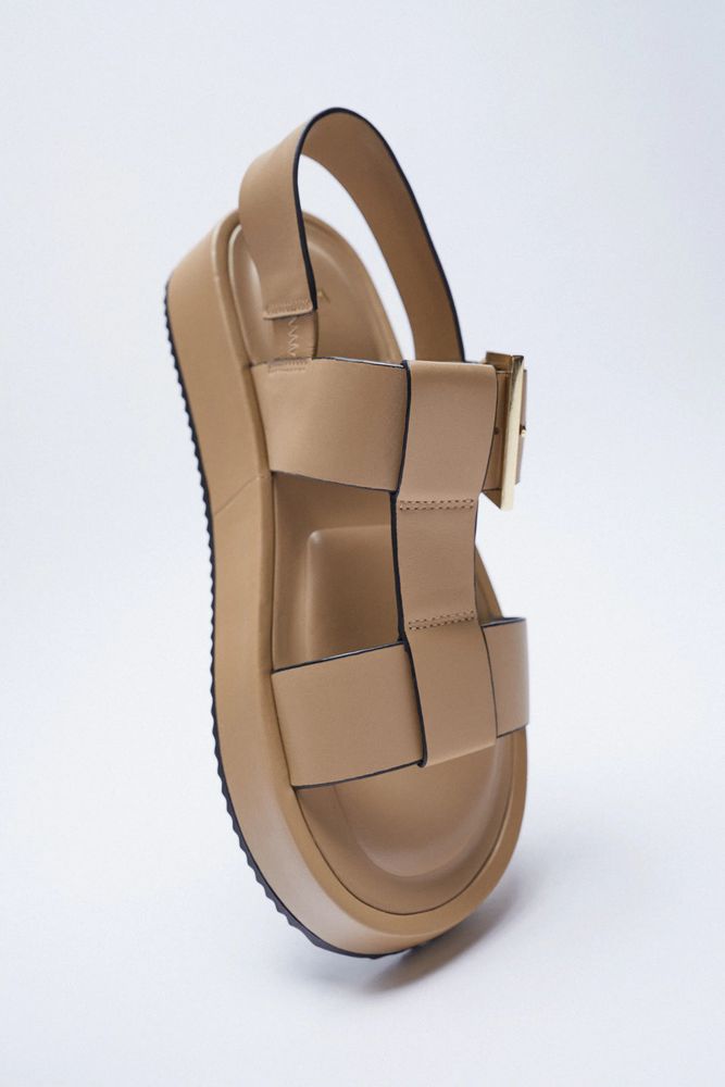 LEATHER PLATFORM SANDALS WITH BUCKLES