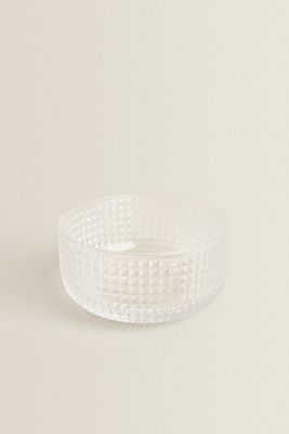 GLASS BOWL WITH RAISED DESIGN