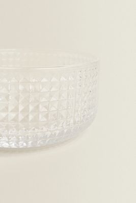 GLASS BOWL WITH RAISED DESIGN